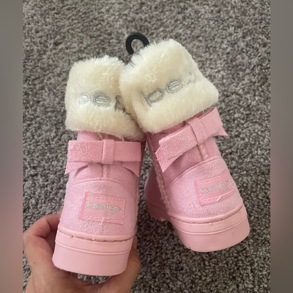 bebe kids faux fur trim boot pink New - Picture 10 of 10